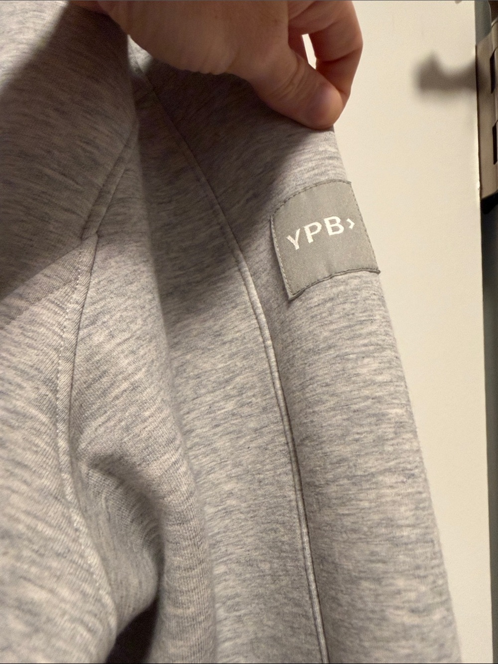Abercrombie YPB Light Gray Cropped Quarter-Zip Sweatshirt - Picture 3 of 4